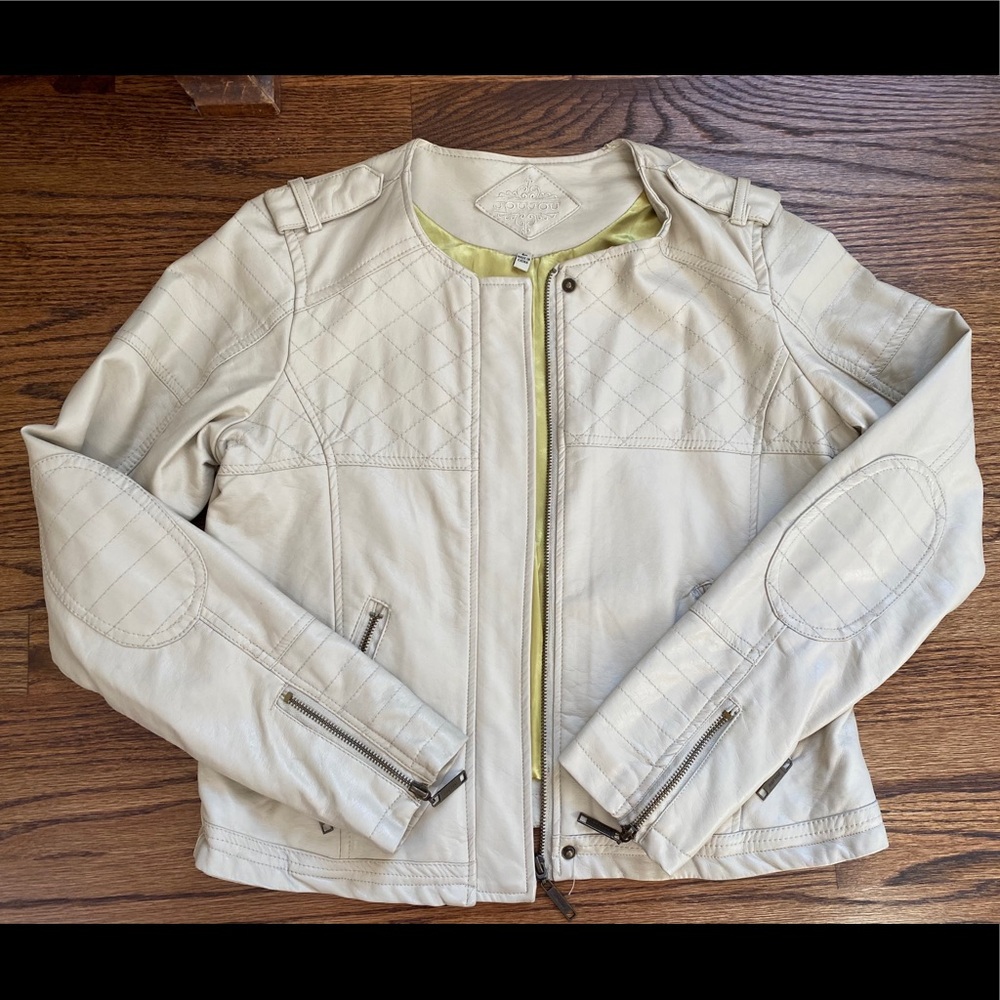 Cream faux leather jacket